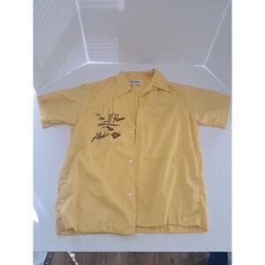 Vintage Rai Nani Hawaiian Shirt Button M 70s Mens Short Sleeve Yellow